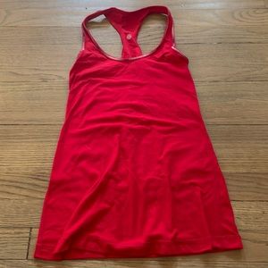 red luluemon tank, size 6